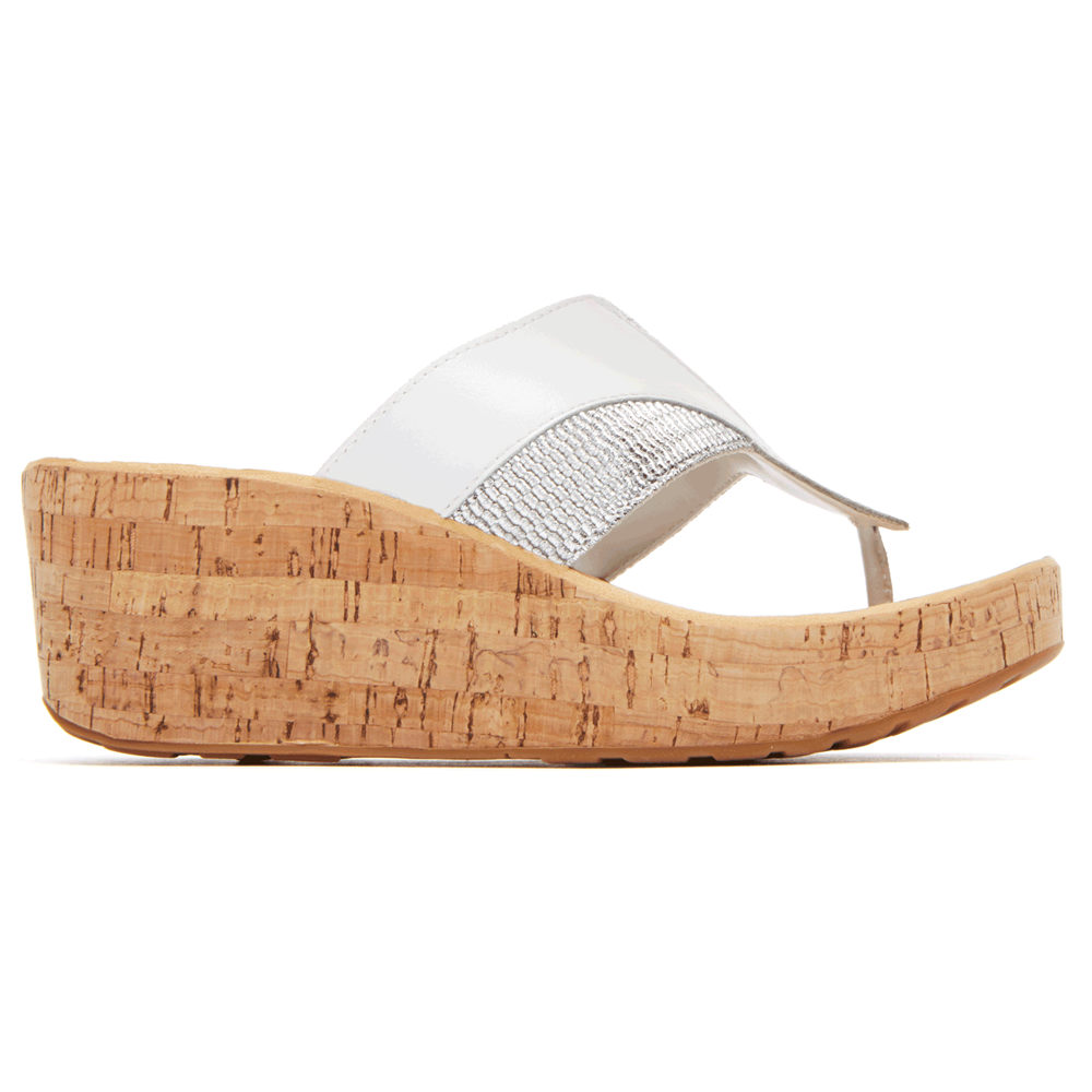 Rockport Womens Wedges White - Weekend Casuals Lanea Gore Thong - UK 840-DNYOIL